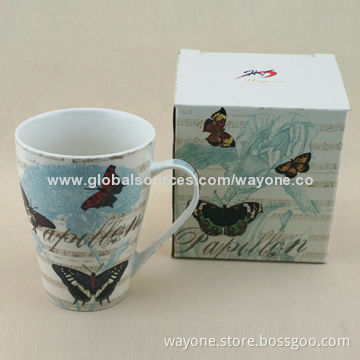 New Bone China Footed Mugs with Floral and Butterfly Design, Royal Shape, Ideal as Present/Food-safe